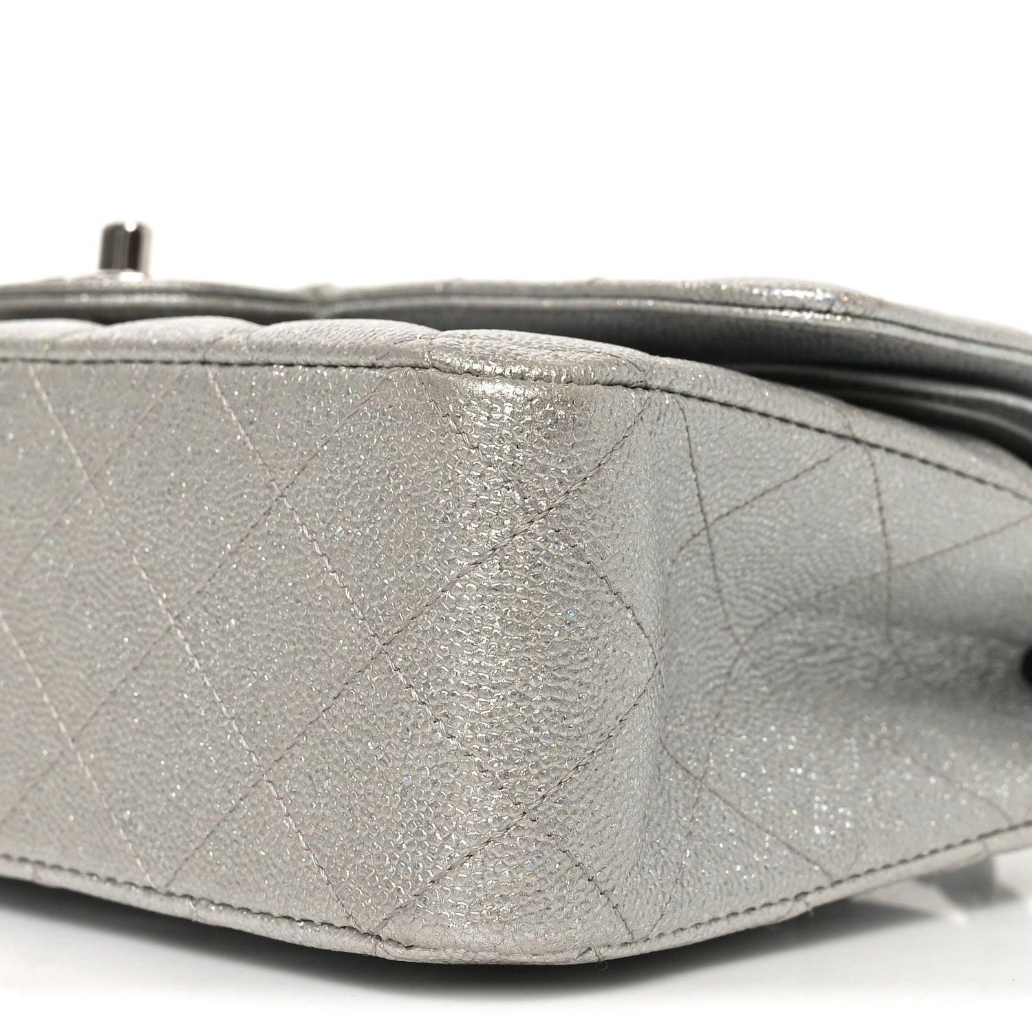 Chanel Glittered Metallic Caviar Quilted Medium Double Flap Silver 9 of 9