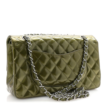 Chanel Striated Patent Quilted Medium Double Flap Green 3 of 10