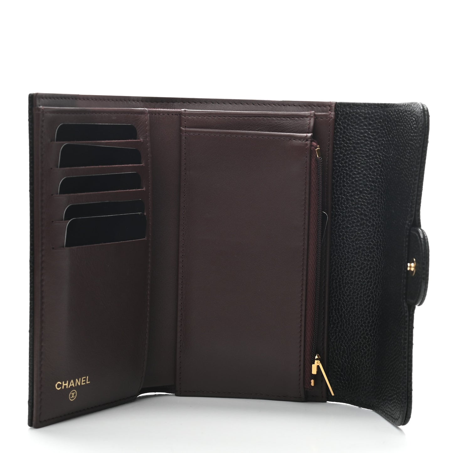 Caviar Quilted Small Flap Wallet Black