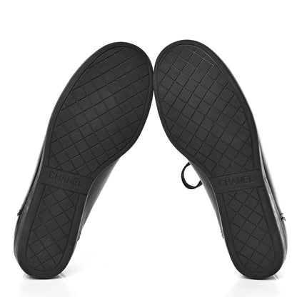 Chanel Lambskin Patent Cap Toe CC Sneakers 38 Black 5 of 13