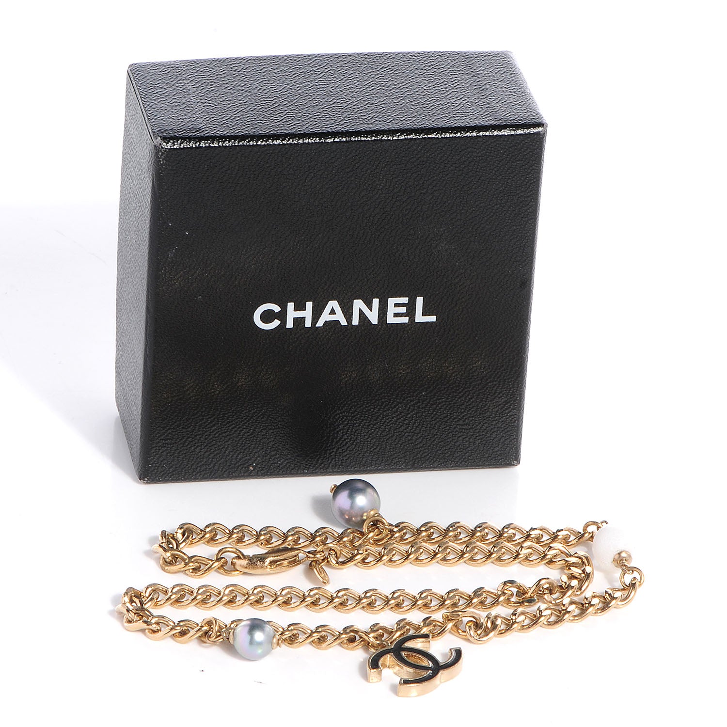 Chanel Pearl Enamel CC Chain Necklace Gold 6 of 6