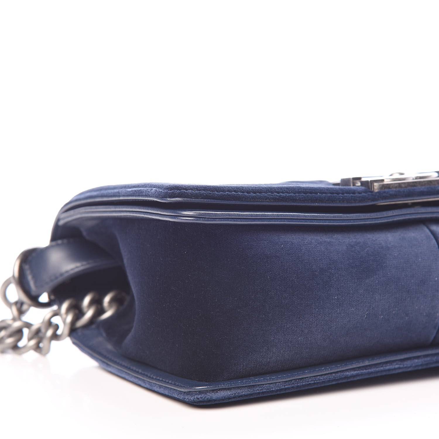 Chanel Velvet Tweed Quilted Medium Boy Flap Dark Navy Blue 6 of 11