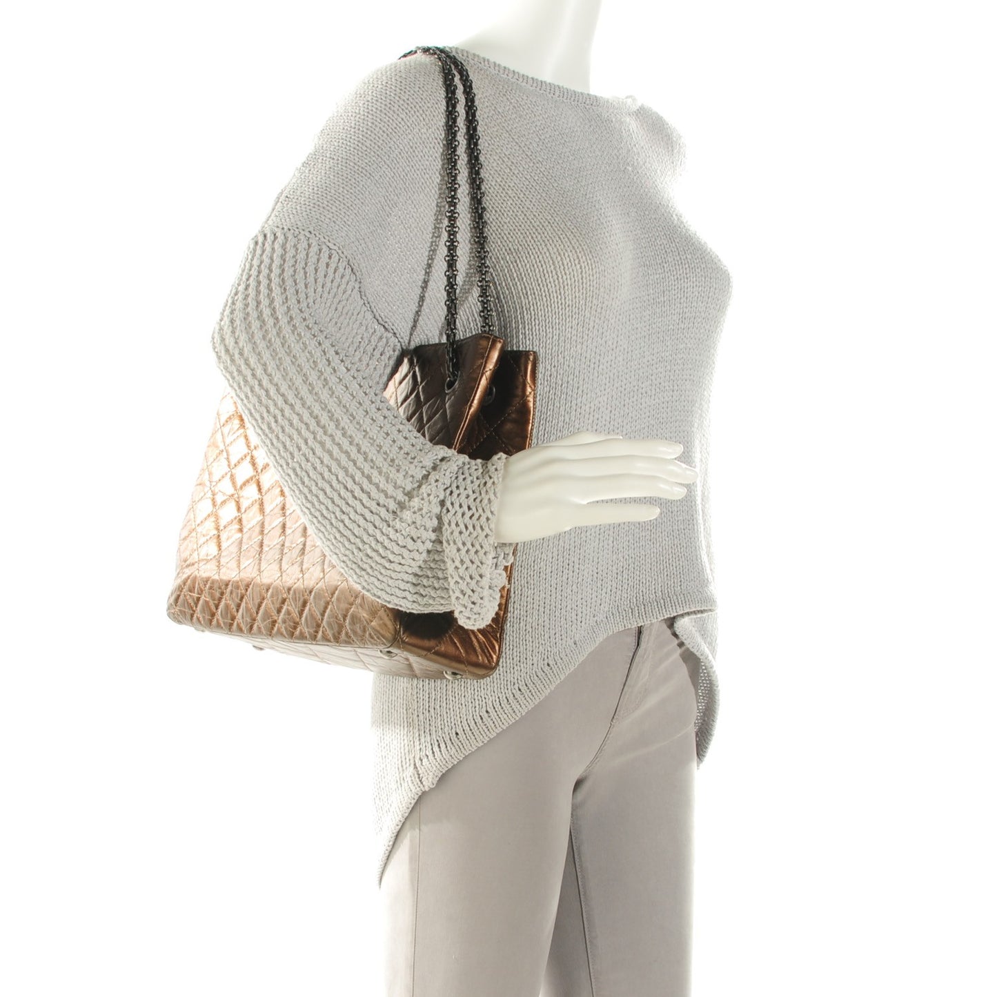 Aged Calfskin Reissue 2.55 Tote Bronze
