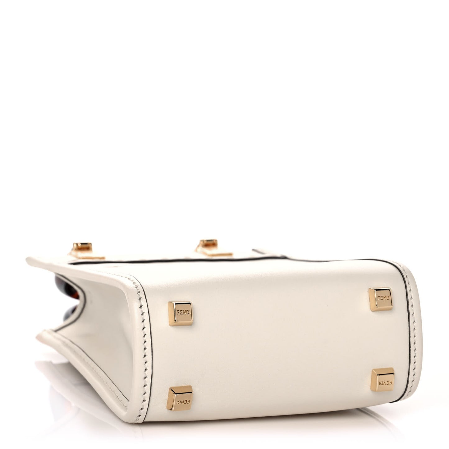 Vitello King Plexiglass Logo Embossed Mini Fendi Sunshine Shopper Tote White Ice