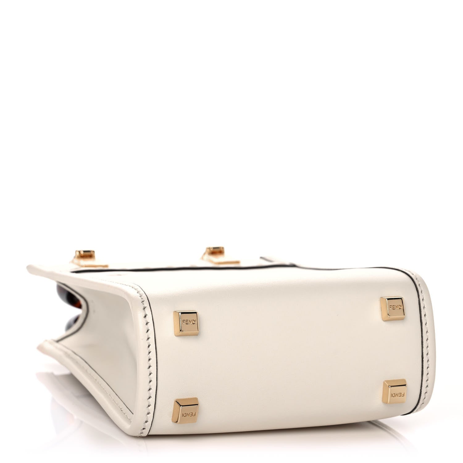 Fendi Vitello King Plexiglass Logo Embossed Mini Fendi Sunshine Shopper Tote White Ice 4 of 10