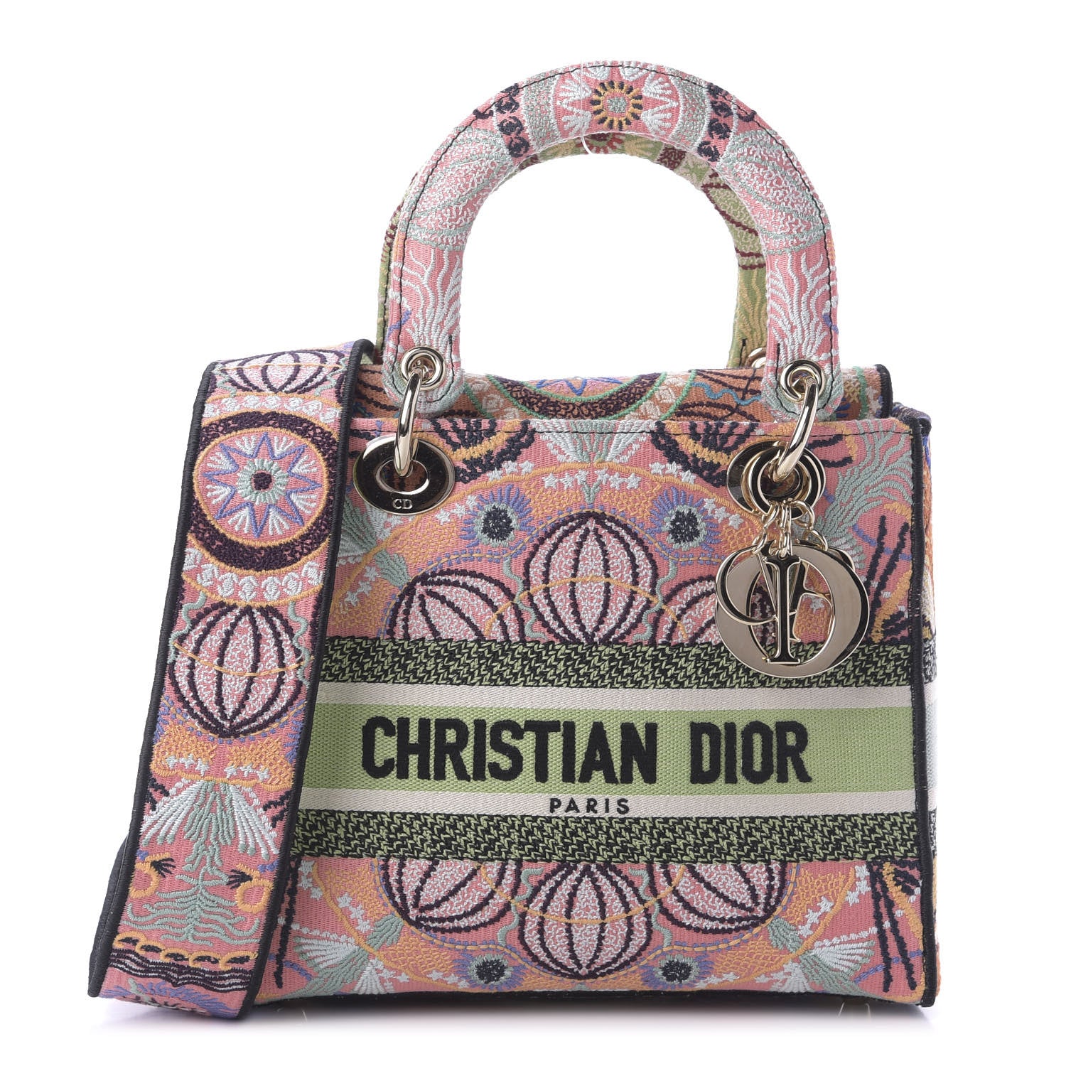 Christian Dior Canvas Embroidered Cannage Medium Lady Dior 1 of 9