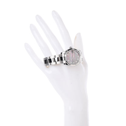 Rolex Stainless Steel 18K White Gold Diamond Black Mother of Pearl 31mm Oyster Perpetual Datejust Watch 178274 2 of 6