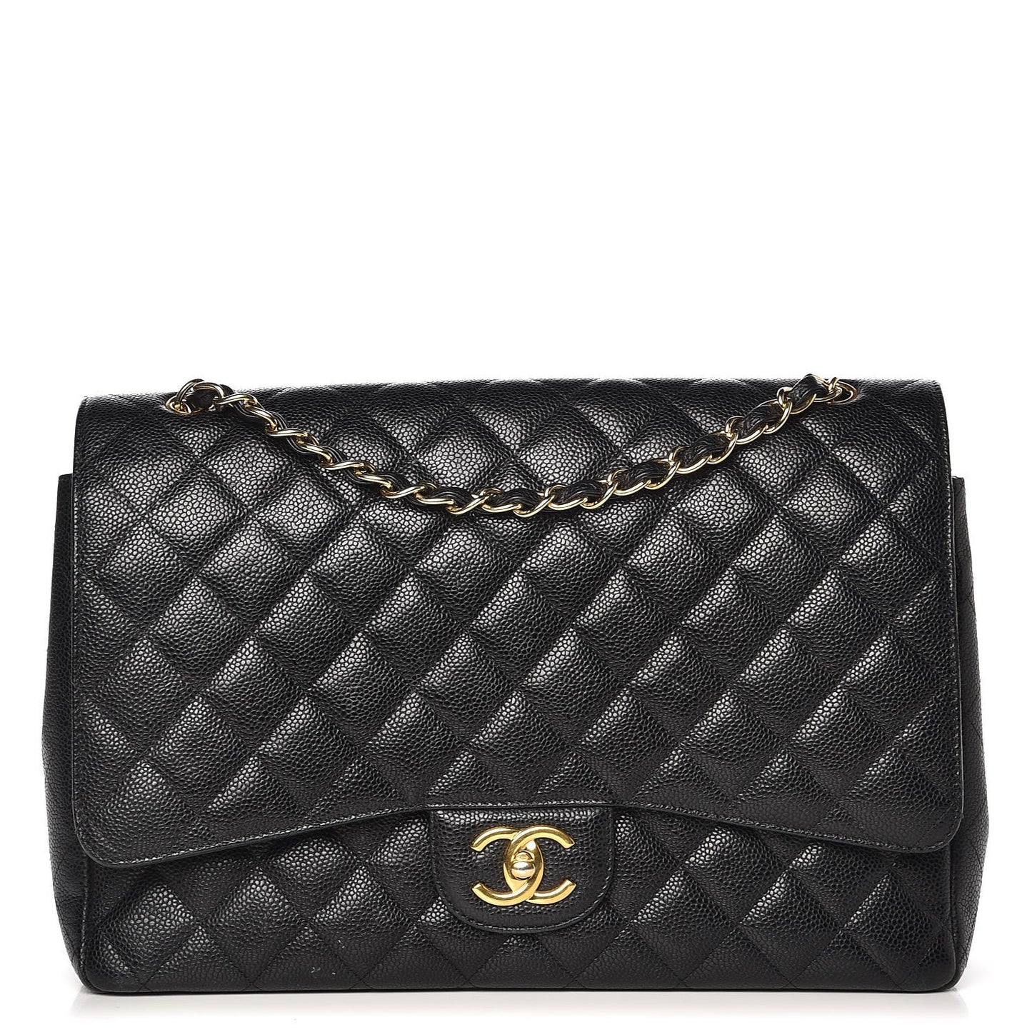 Caviar Quilted Maxi Double Flap Black