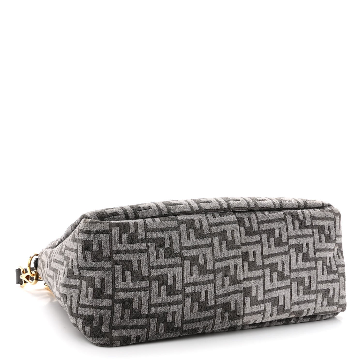 Fendi Chenille Vitello Seta Plexiglass FF Fendi O'Lock Zipper Anthracite Asfalto 4 of 9