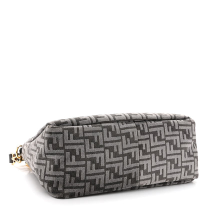 Fendi Chenille Vitello Seta Plexiglass FF Fendi O'Lock Zipper Anthracite Asfalto 4 of 9