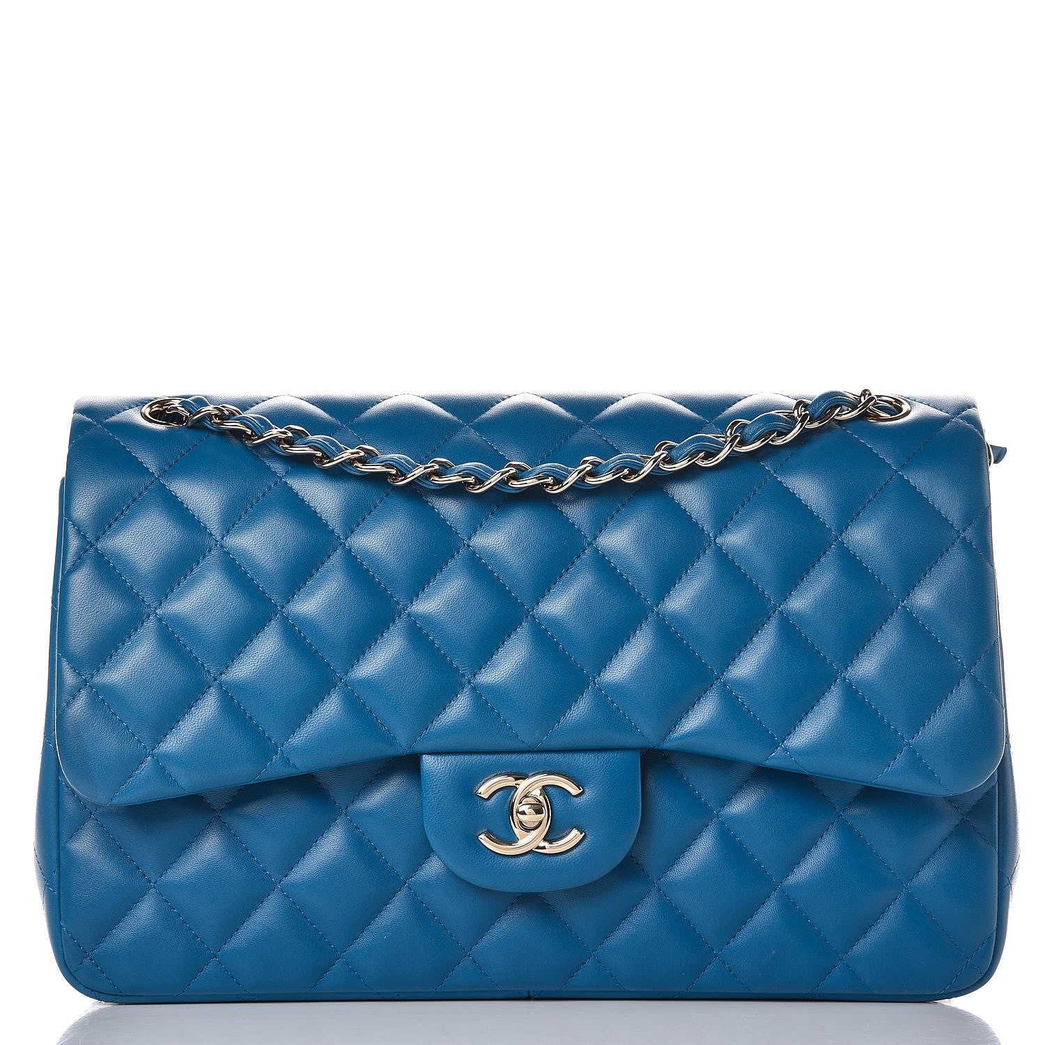 Chanel Lambskin Quilted Jumbo Double Flap Blue 1 of 9