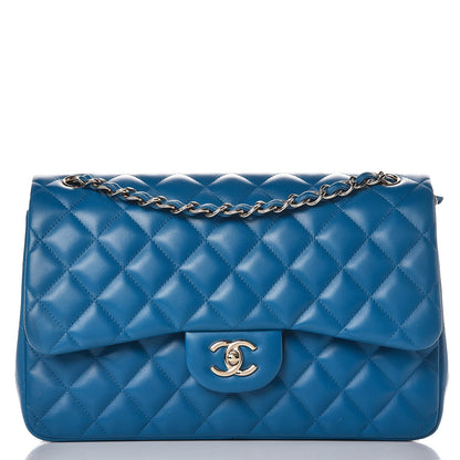 Chanel Lambskin Quilted Jumbo Double Flap Blue 1 of 9