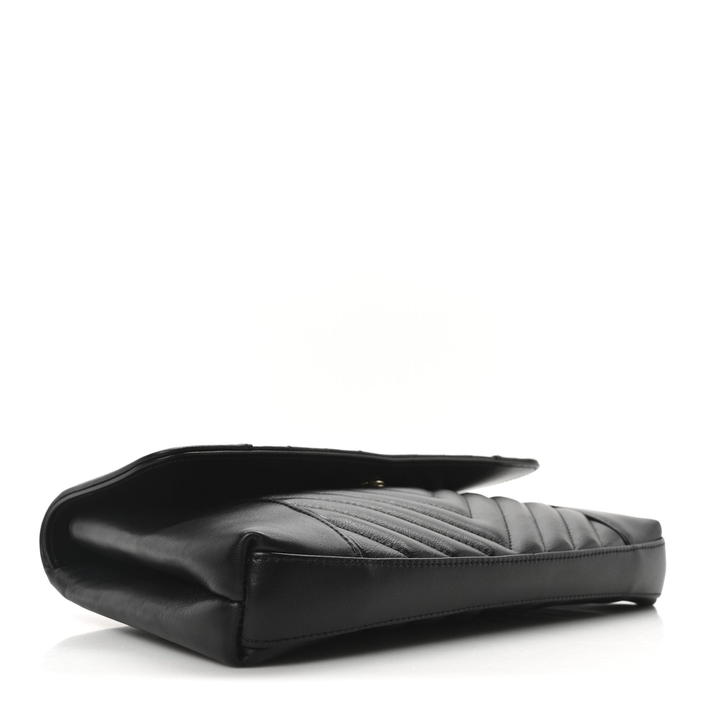Calfskin Quilted Daily Chevron Clutch Black