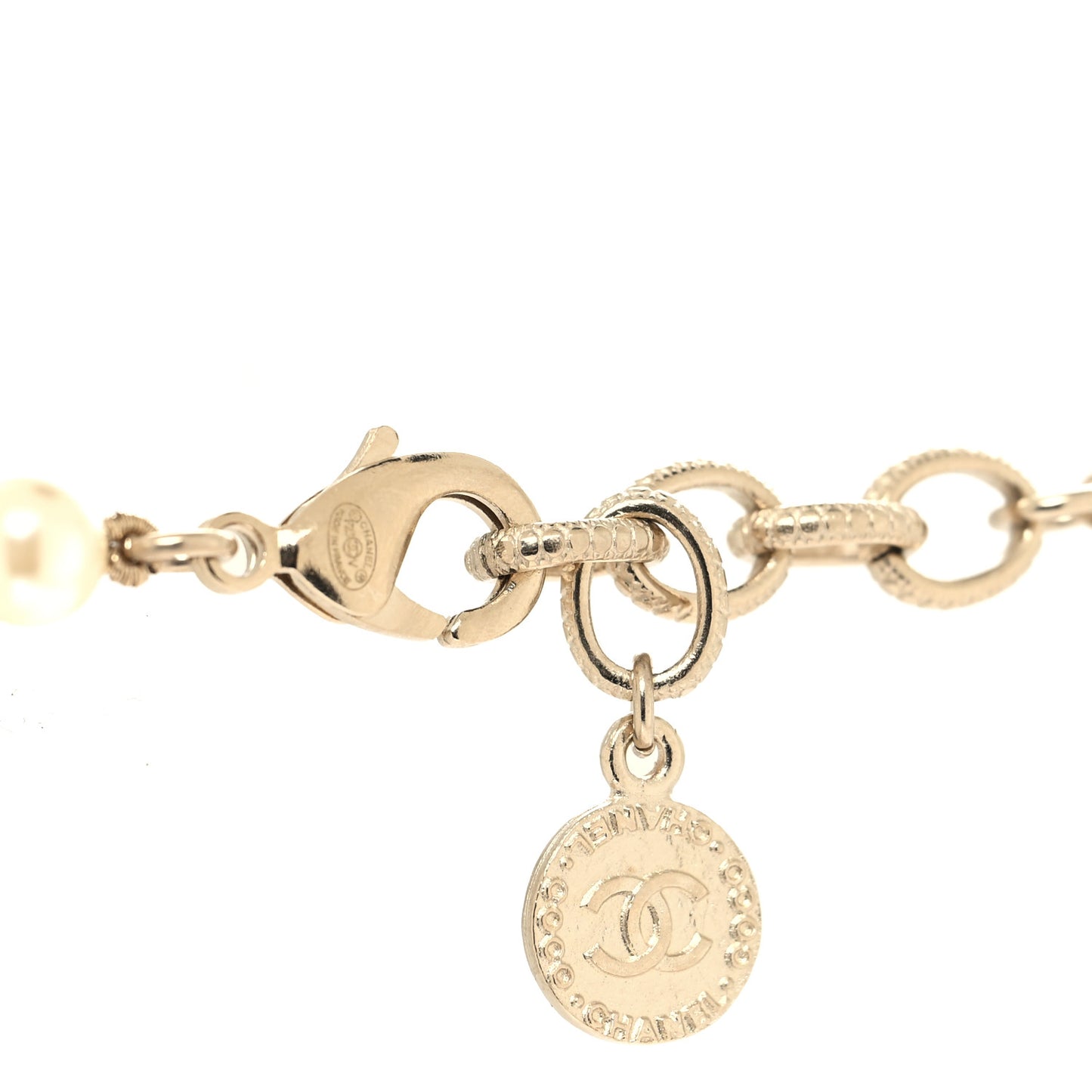Pearl CC 100th Anniversary Necklace Light Gold