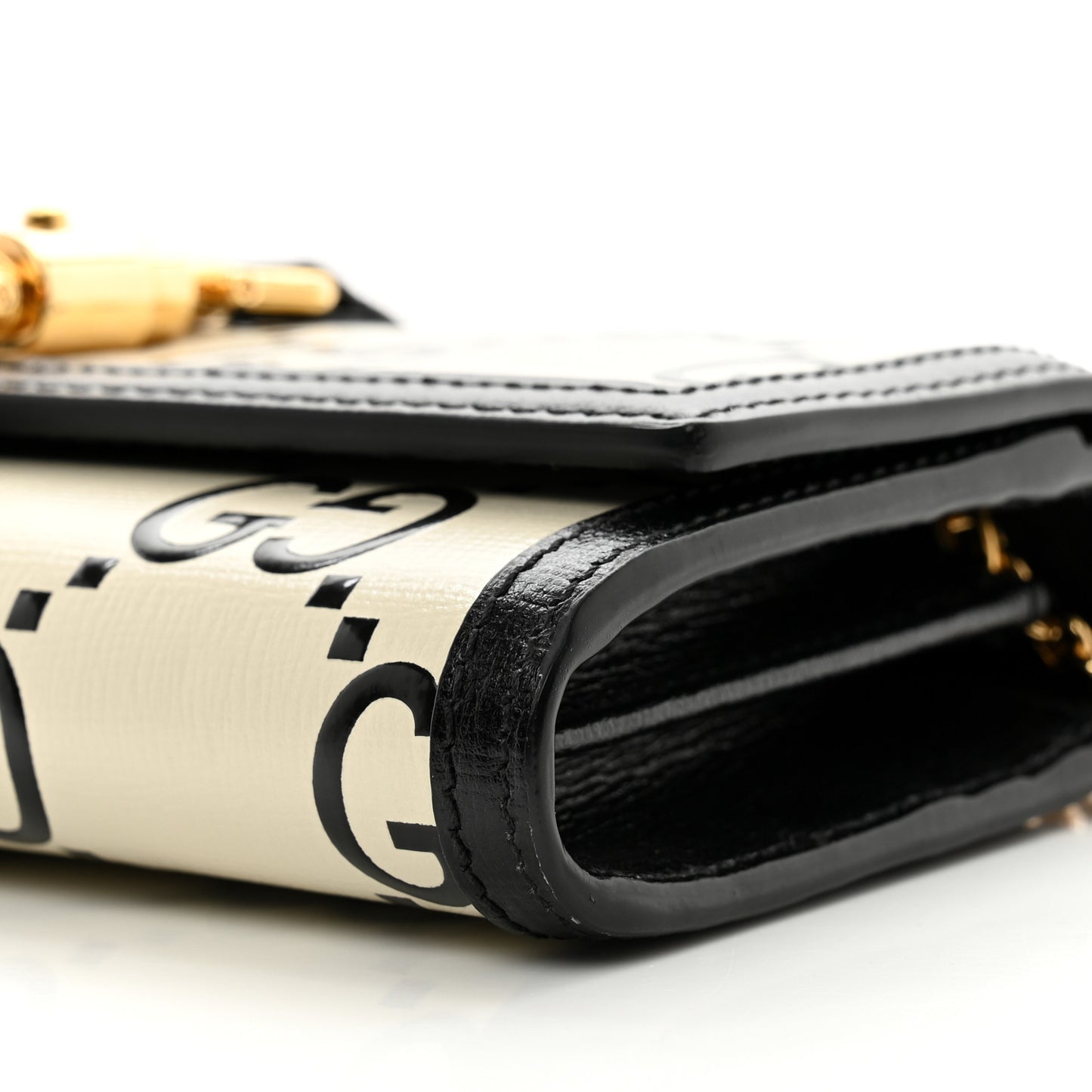 Azalea Calfskin GG Monogram Bi-Color Debossed Jackie 1961 Chain Wallet Mystic White Black