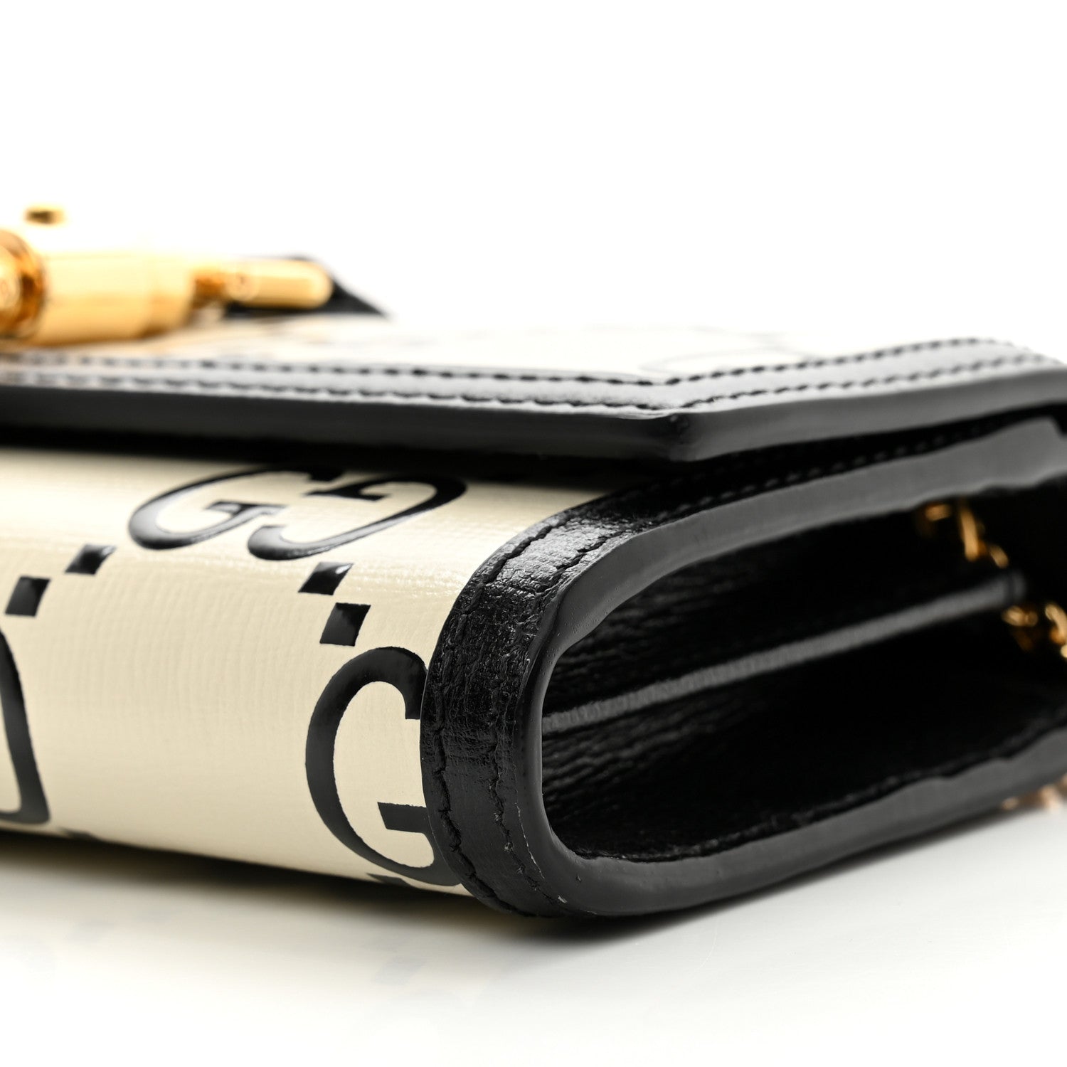 Gucci Azalea Calfskin GG Monogram Bi-Color Debossed Jackie 1961 Chain Wallet Mystic White Black 10 of 10