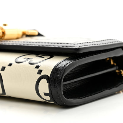Gucci Azalea Calfskin GG Monogram Bi-Color Debossed Jackie 1961 Chain Wallet Mystic White Black 10 of 10