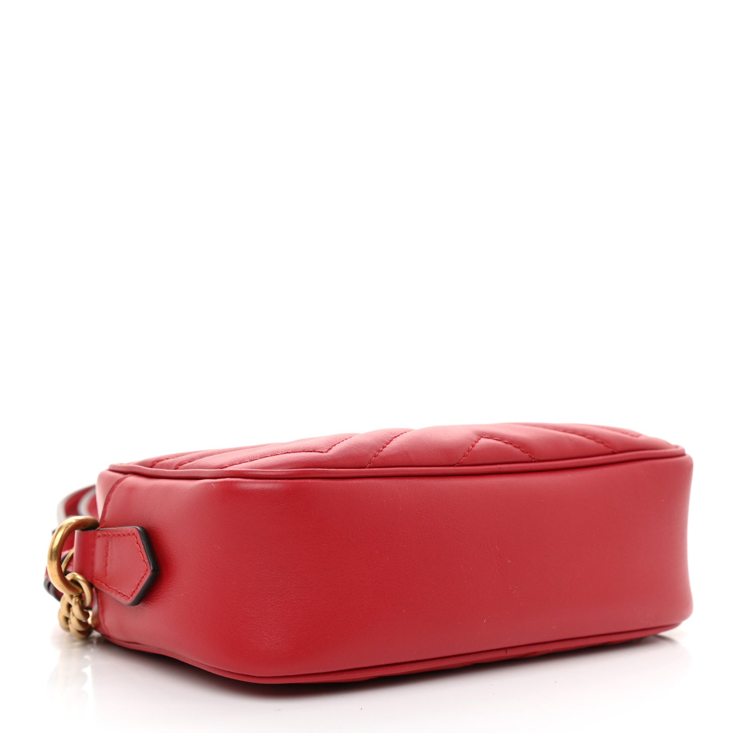 Calfskin Matelasse Mini GG Marmont Chain Shoulder Bag Hibiscus Red