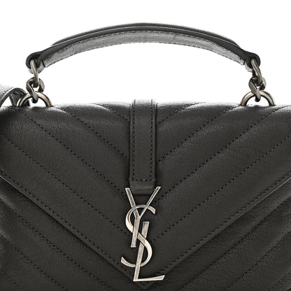 Saint Laurent Sheepskin Matelasse Chevron Monogram College Chain Wallet Coal 7 of 11