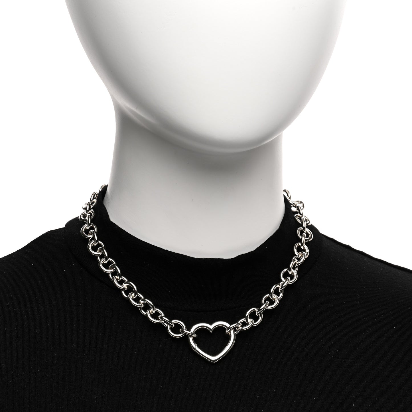 Sterling Silver Heart Clasp Choker Necklace