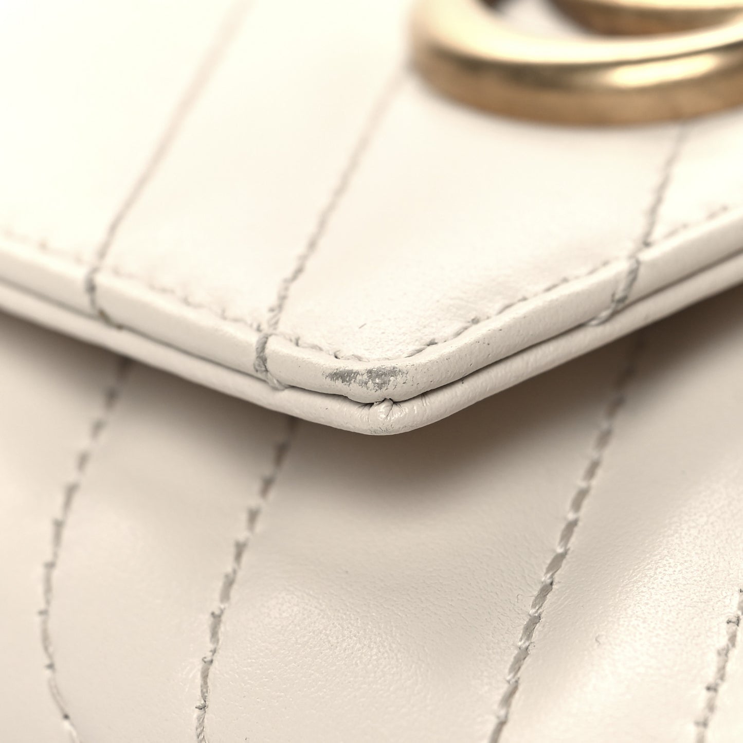 Calfskin Matelasse Mini GG Marmont Crossbody Bag White