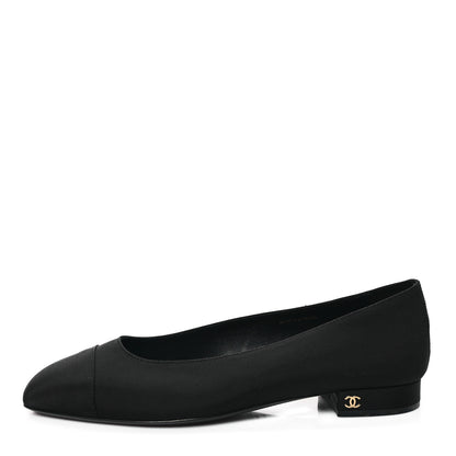 Chanel Grosgrain Cap Toe Uniform Ballerina Flats 40 Black 1 of 8