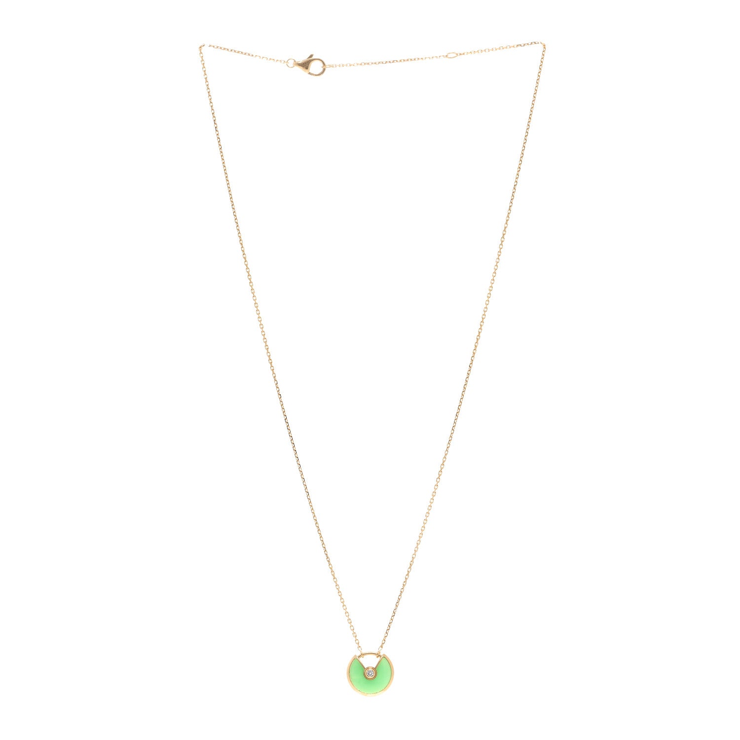 Cartier 18K Yellow Gold Diamond Chrysoprase XS Amulette de Cartier Pendant Necklace 3 of 4
