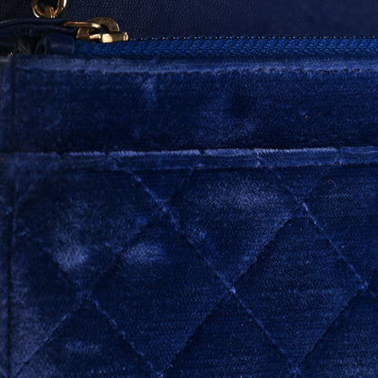 Chanel Velvet Quilted Boy Wallet On Chain WOC Blue 11 of 12