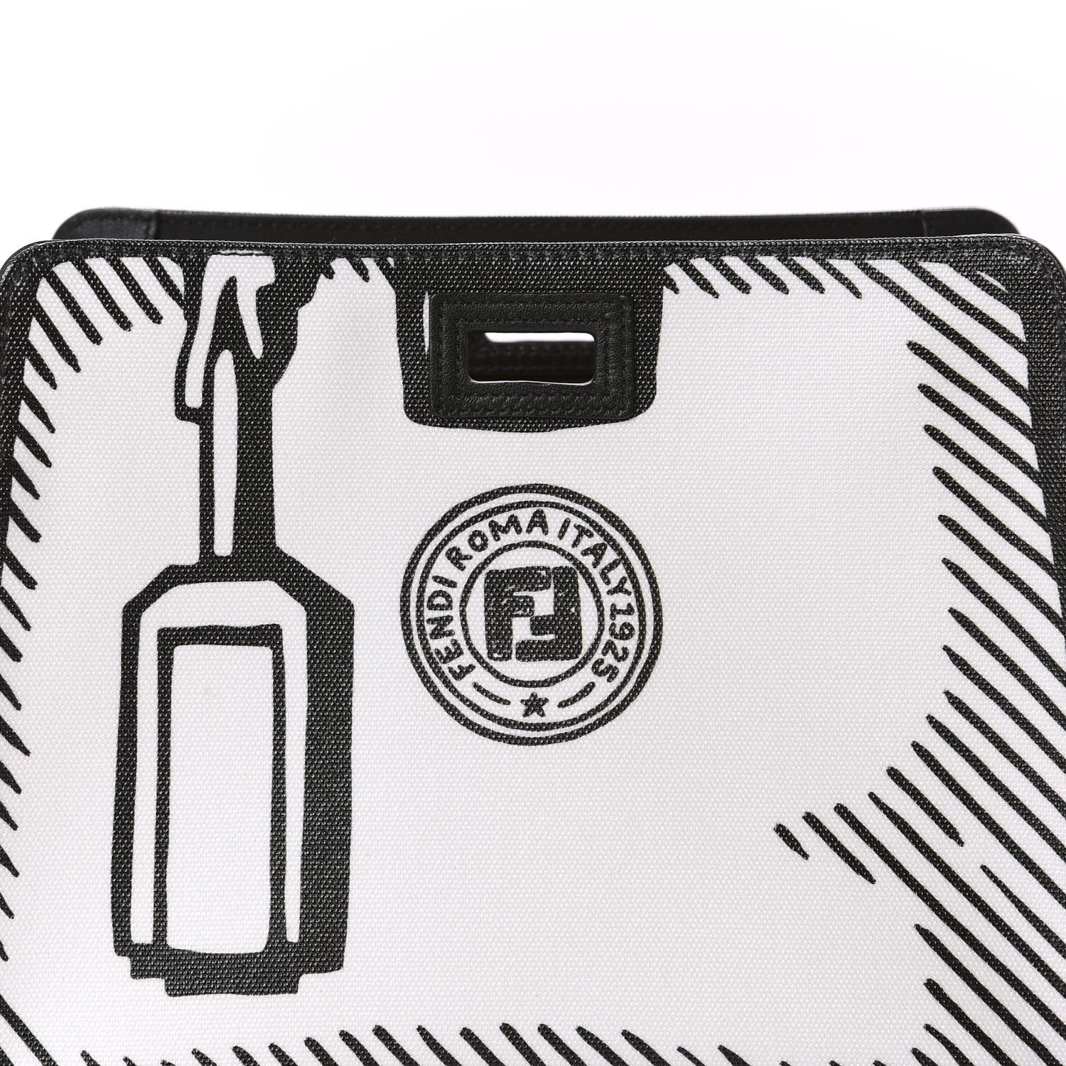 Fendi X JOSHUA VIDES Coated Canvas Mini Peekaboo Defender Cover White Black 10 of 10