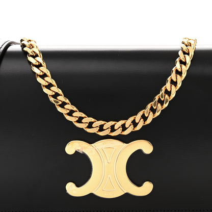 Celine Shiny Calfskin Triomphe Chain Shoulder Bag Black 8 of 10