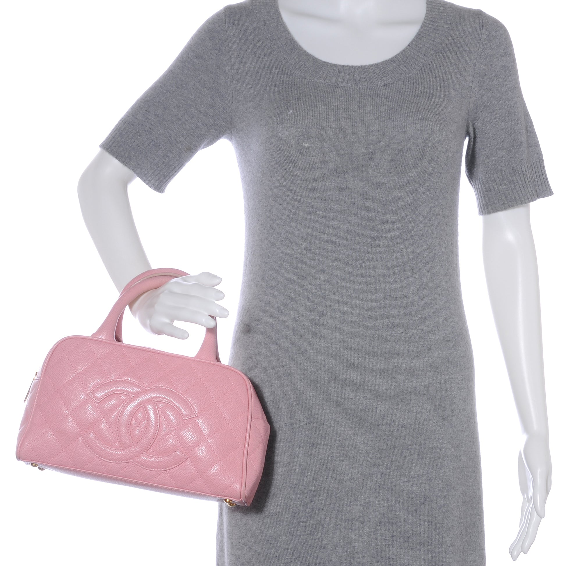 Chanel Caviar Quilted Small Bowler Pink 2 of 7