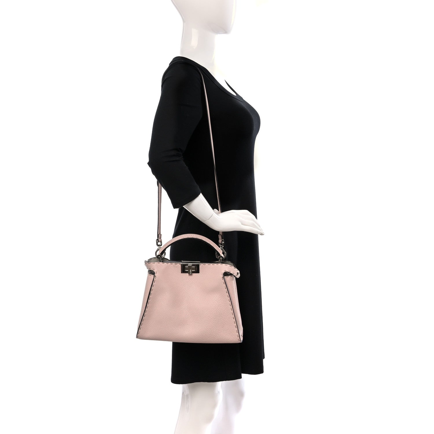 Fendi Cuoio Romano Selleria Bi-Color Medium Peekaboo Iconic Essentially Satchel Cipria Latte 2 of 10