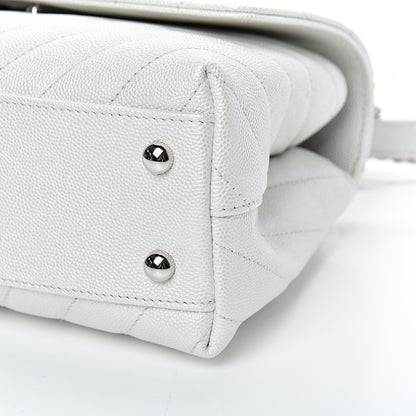 Chanel Iridescent Caviar Chevron Quilted Mini Coco Handle Flap White 9 of 11