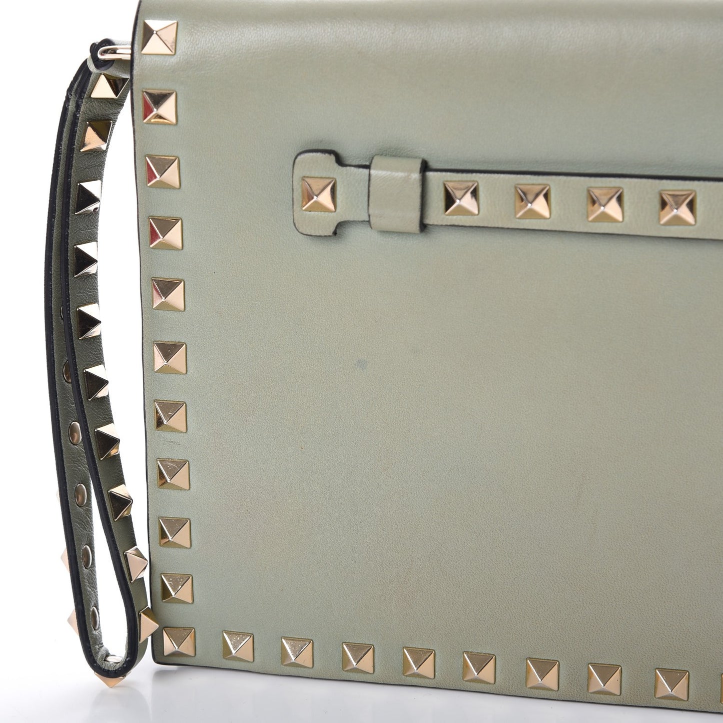 Nappa Rockstud Wristlet Clutch Green Tea Sorbet