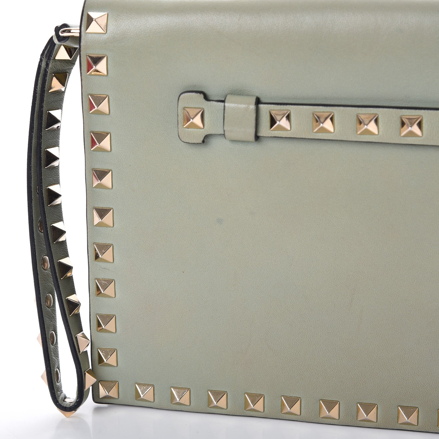 Valentino Garavani Nappa Rockstud Wristlet Clutch Green Tea Sorbet 10 of 12