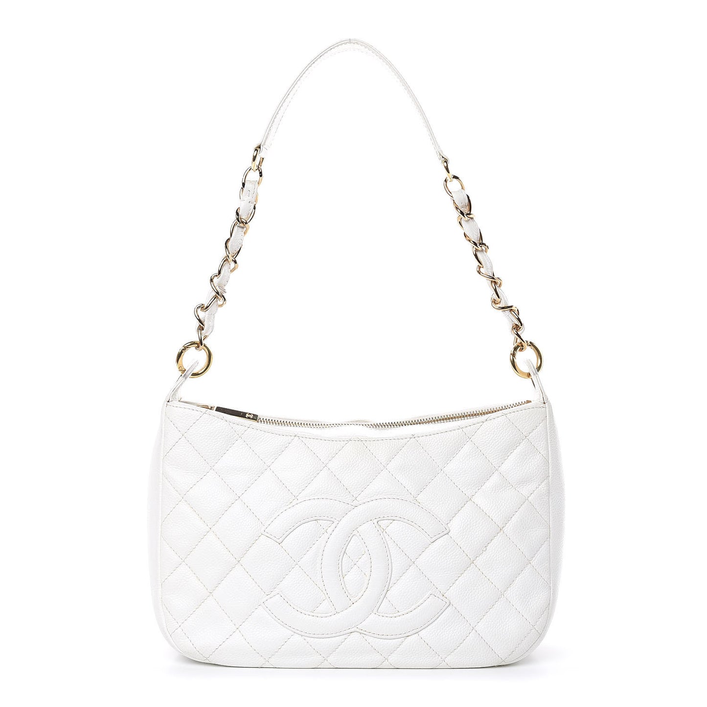 Caviar Quilted Hobo White