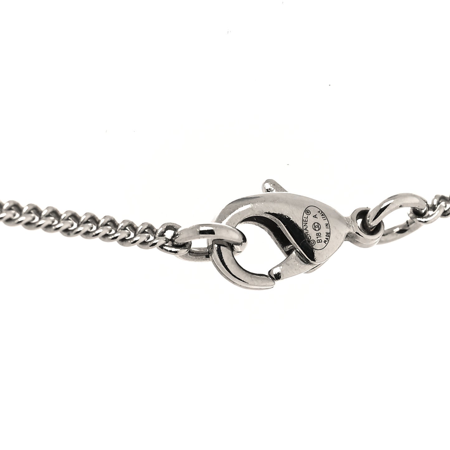 Crystal Pearl CC Bow Anchor Necklace Silver