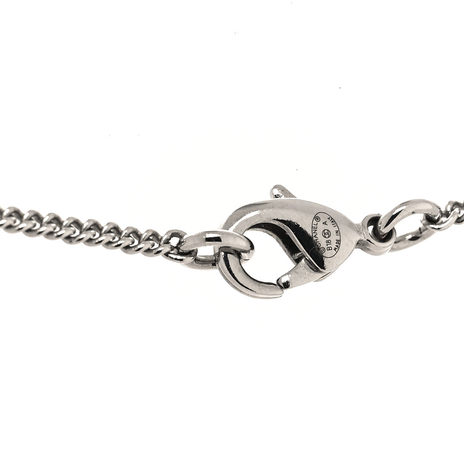 Chanel Crystal Pearl CC Bow Anchor Necklace Silver 4 of 5