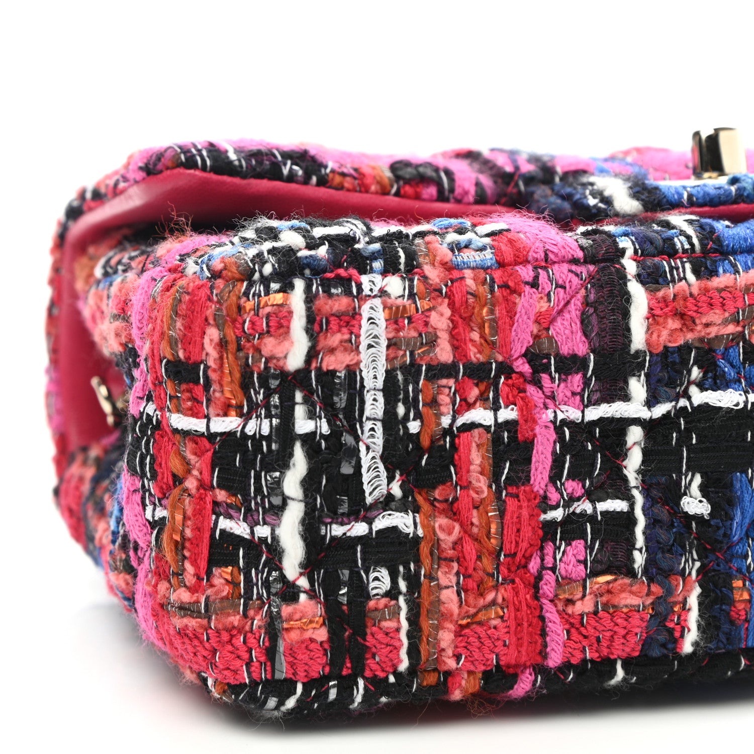 Chanel Tweed Quilted Mini Rectangular Flap Red Pink Black 8 of 9