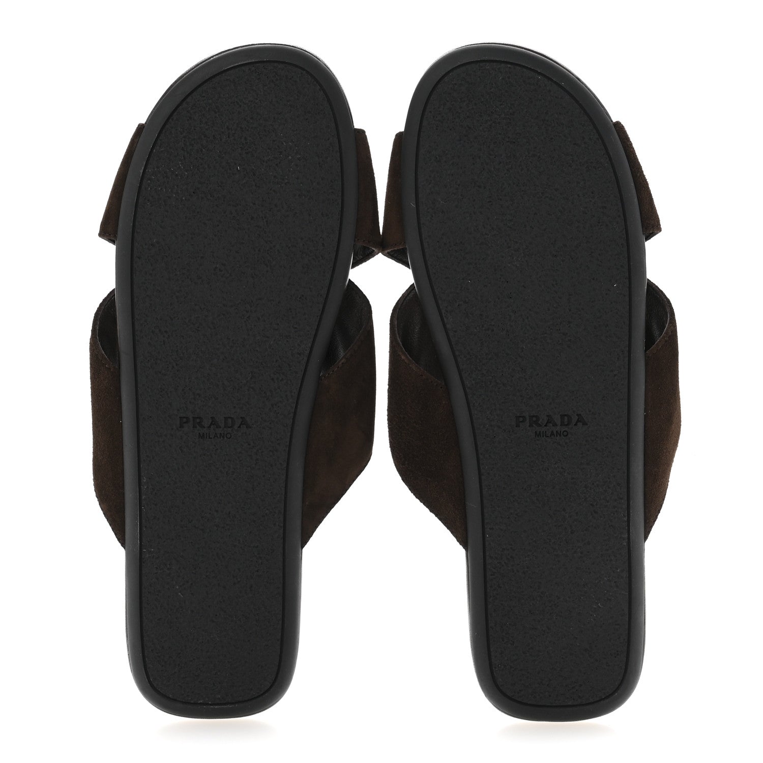 Prada Suede Crisscross Slide Sandals 38.5 Moro 6 of 8