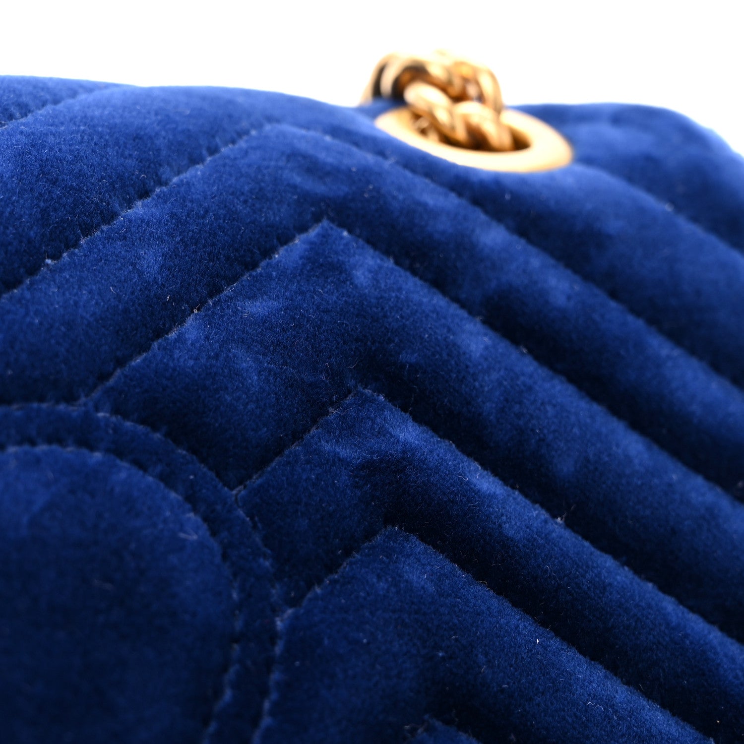 Gucci Velvet Matelasse Small GG Marmont Shoulder Bag Cobalt Blue 15 of 17