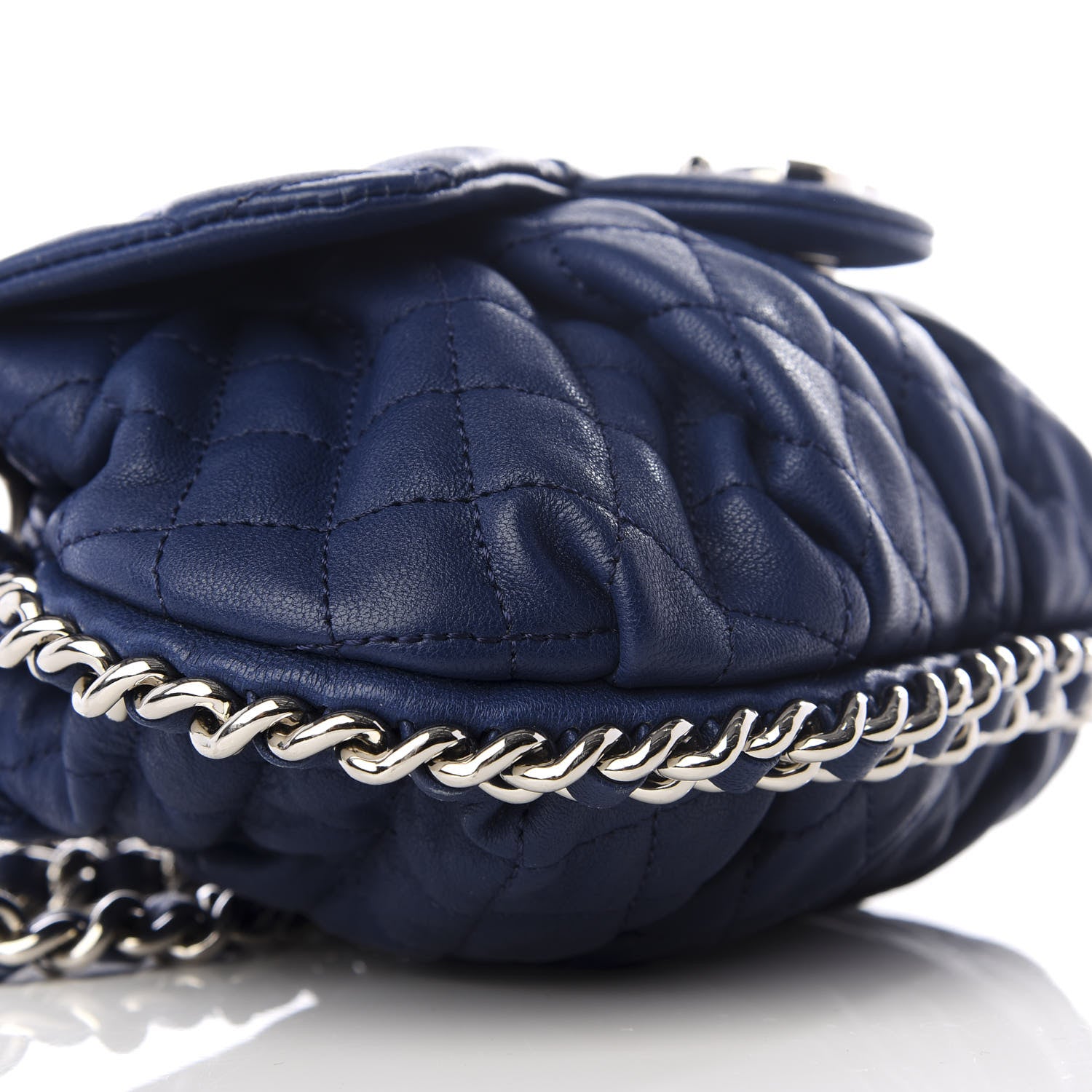 Chanel Washed Lambskin Quilted Mini Chain Around Messenger Blue 5 of 8