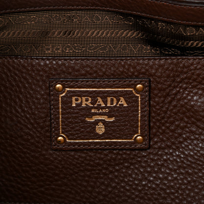 Prada Vitello Daino Double Pocket Shoulder Bag Bruciato 5 of 17