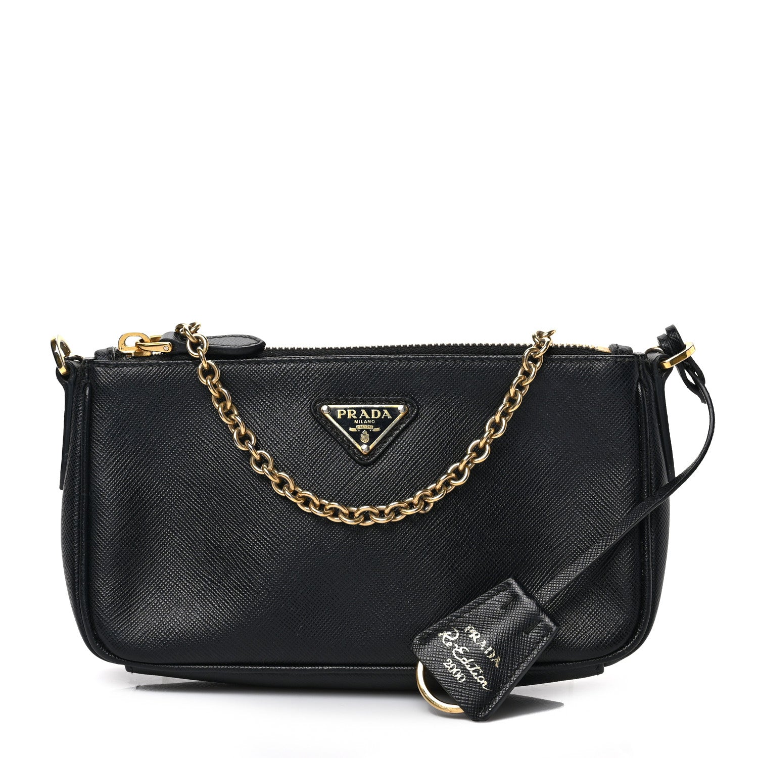 Prada Saffiano Lux Re-Edition 2000 Shoulder Bag Black 1 of 8