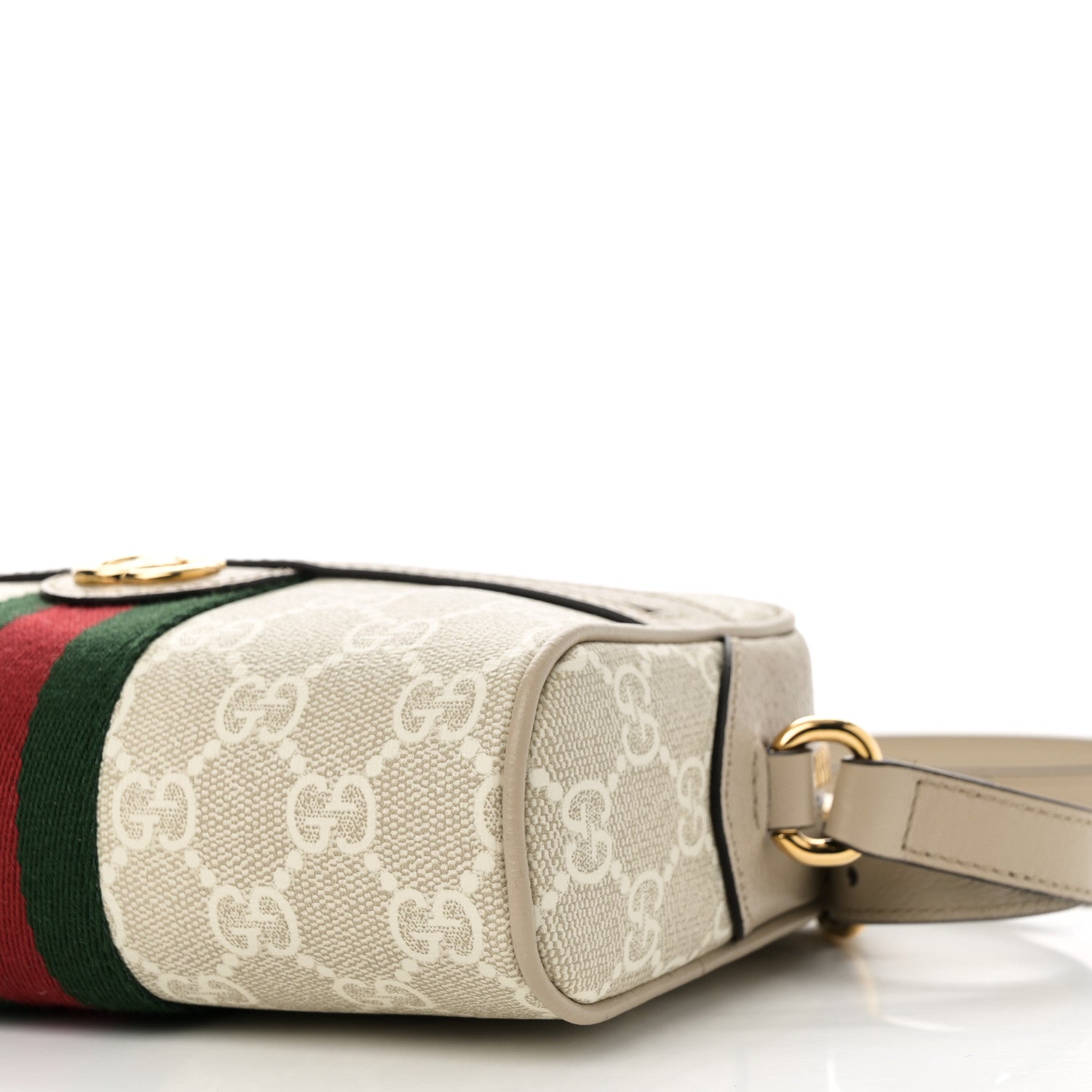 Gucci GG Supreme Monogram Textured Dollar Calfskin Mini Ophidia Shoulder Bag Beige Mystic White Oatmeal 9 of 10