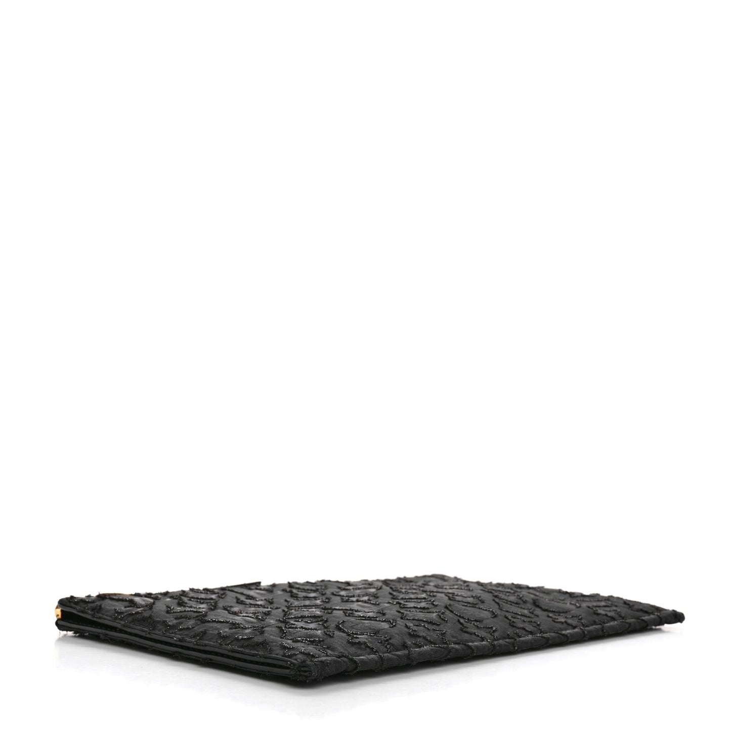 Monogram Lurex Flat Zip Pochette Black