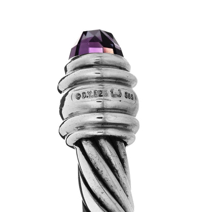 David Yurman Sterling Silver 14K Yellow Gold Amethyst Rhodolite Garnet 7mm Cable Renaissance Bracelet 3 of 3