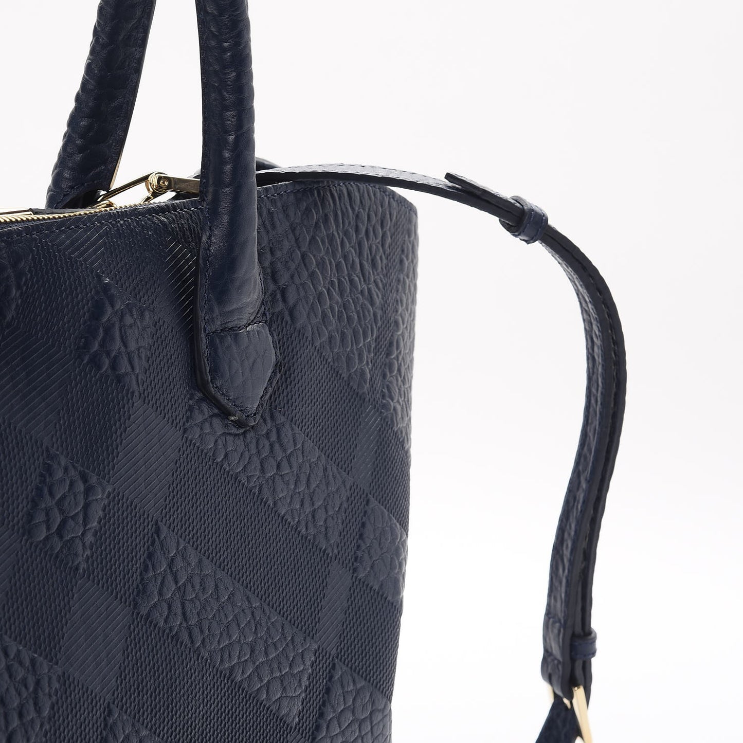Heritage Grain Check Embossed Medium Dewsbury Tote Blue Carbon