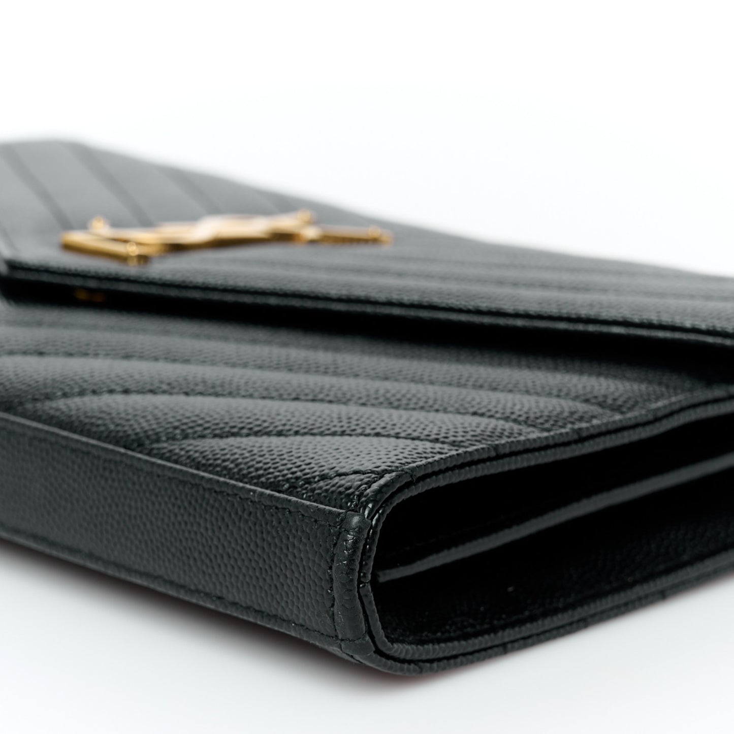 Grain De Poudre Matelasse Chevron Monogram Chain Wallet Black