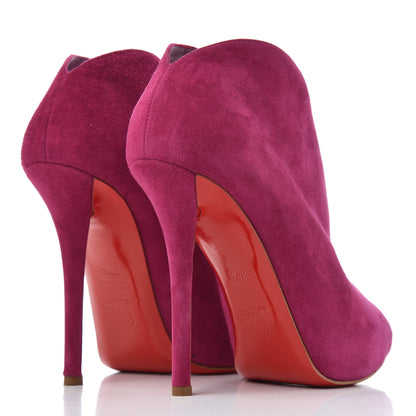 Christian Louboutin Veau Velours Chester Fille 120 Ankle Bootie 38.5 Fuchsia 4 of 15
